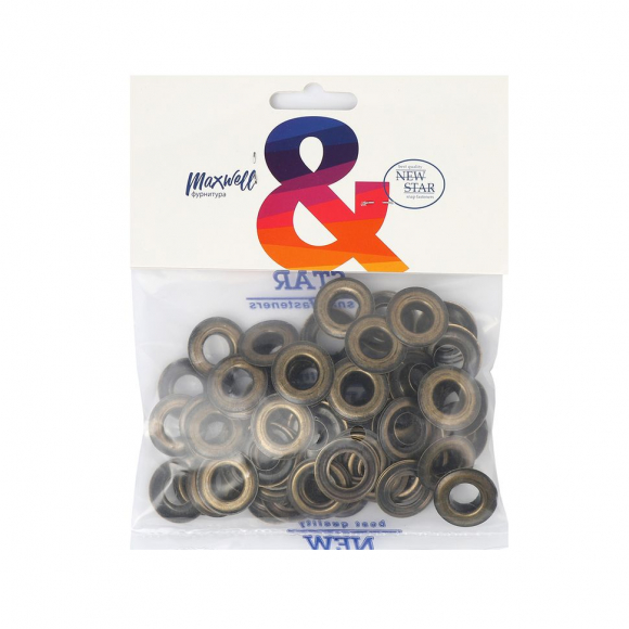 Люверсы сталь New Star №26 (? 12мм, h 6,68мм) цв.антик уп.50шт