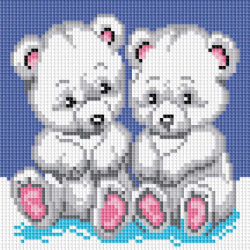 Набор Белоснежка для изготовления картин со стразами на подрамнике арт.БЛ.019-ST-S Медвежата 20х20см