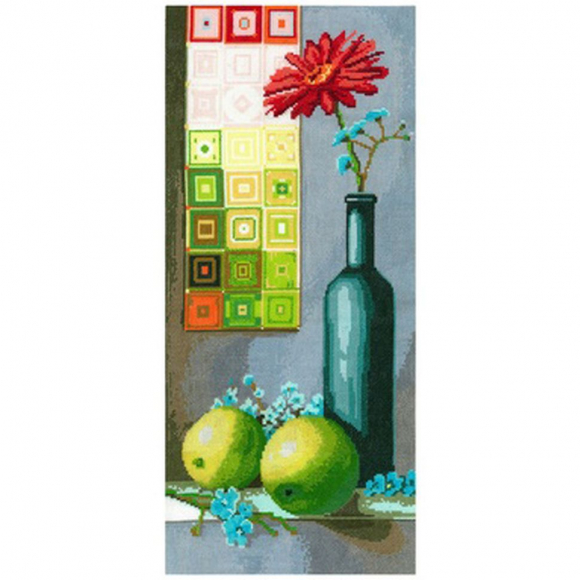 Набор для вышивания мулине НИТЕКС арт.0261 Натюрморт с герберой 22х50 см