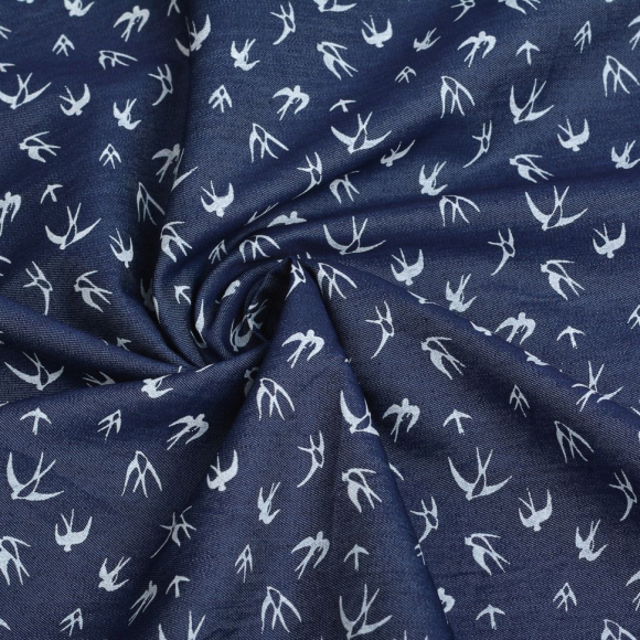 Ткань джинс Ласточка 130г/м? 60% хлопок, 40% полиэстер арт.18111-30 цв.2 т.синий/белый уп.50х50см