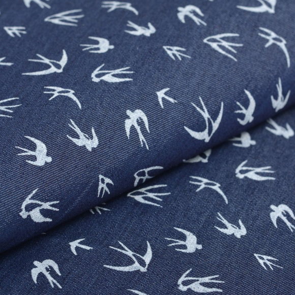 Ткань джинс Ласточка 130г/м? 60% хлопок, 40% полиэстер арт.18111-30 цв.2 т.синий/белый уп.50х50см