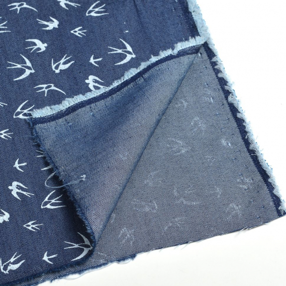 Ткань джинс Ласточка 130г/м? 60% хлопок, 40% полиэстер арт.18111-30 цв.2 т.синий/белый уп.50х50см