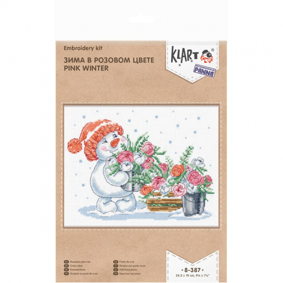 Набор для вышивания KLART арт. 8-387 Зима в розовом цвете 24,5х19 см
