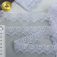 Кружево гипюр KRUZHEVO арт.TR.4GB2502 шир.30мм цв.1 белый уп.9м