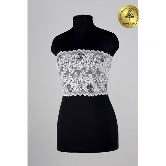 Кружево-стрейч KRUZHEVO арт.TBY.8017 шир.250мм цв.1 белый, уп.10м