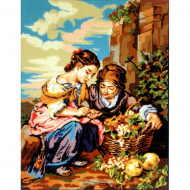 Канва жесткая с рисунком "Девушки с корзиной винограда"