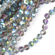 Бусины граненые Рондель (стекло) на нитях арт.TBY-R-2 12мм  цв.91 прозрачный мульти уп.1х50 бусин