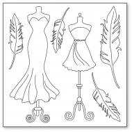 103853_Салфетка рисовая с контуром, "Манекены и перья"