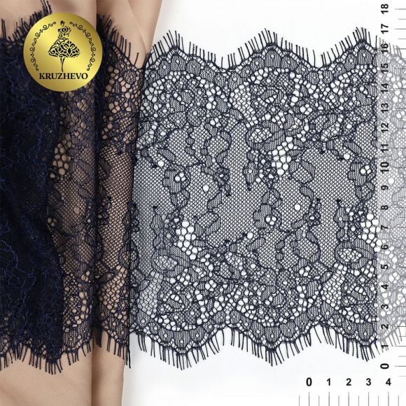 Кружево реснички KRUZHEVO арт.TBY A88 шир.170мм цв.S919 темно-синий уп.3м Кружево реснички KRUZHEVO арт.TBY A88 шир.170мм цв.S919 темно-синий уп.3м