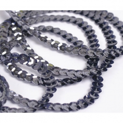 Пайетки на нитях 6мм Silver Base арт.TBY-FLKU06-SB цв.02 черный уп.73.12м