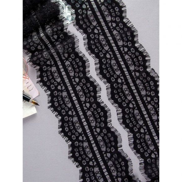 Кружево реснички Kruzhevo 02.50 черный 100мм 3м