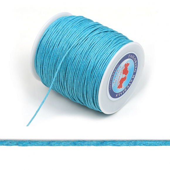 Шнур вощеный 1мм, 100% хлопок цв. 274 ярк.голубой уп.100м Шнур вощеный 1мм, 100% хлопок цв. 274 ярк.голубой уп.100м