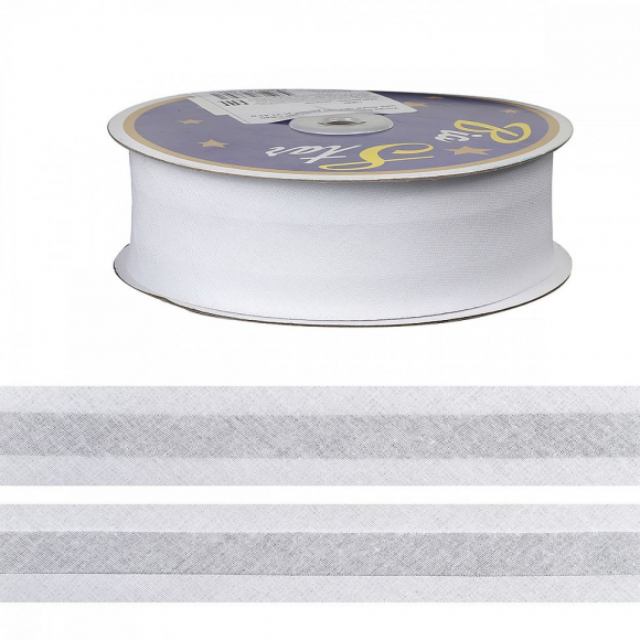Косая бейка хлопок TBY арт.CB40 шир.40мм цв.F101 белый уп.27,43 м