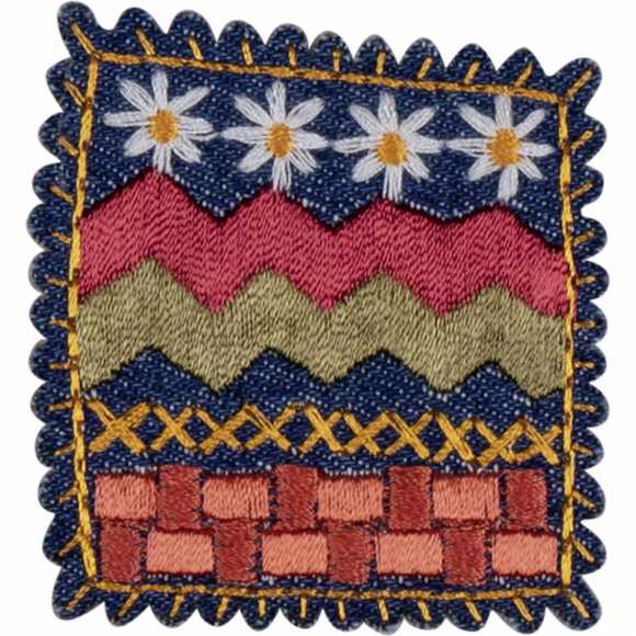 Термоаппликация "Квадрат с узорами темно-синий"