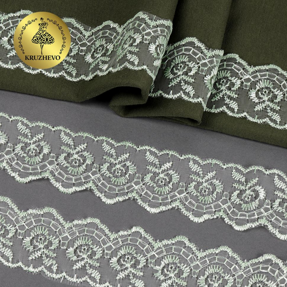 Кружево капрон KRUZHEVO арт.TBS.30010 шир.45мм цв.080 св.салатовый уп.9,14м