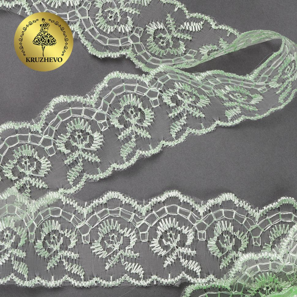 Кружево капрон KRUZHEVO арт.TBS.30010 шир.45мм цв.080 св.салатовый уп.9,14м