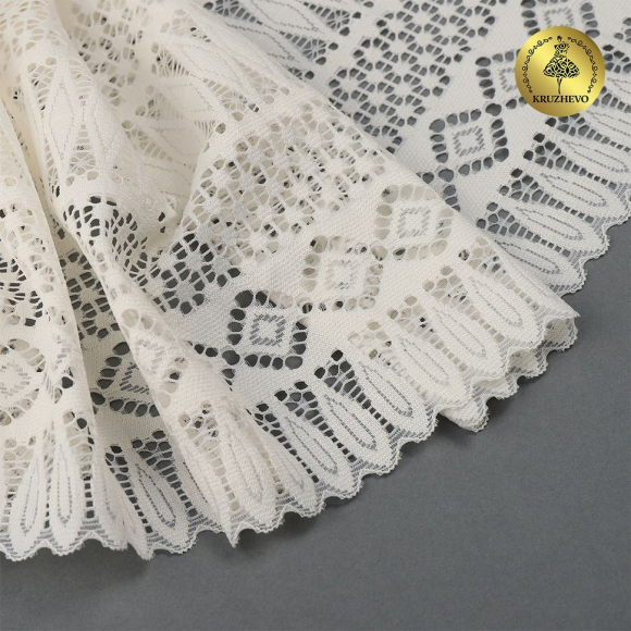 Кружево-стрейч KRUZHEVO арт.TBY.OG50 шир.210мм цв.молочный уп.10м