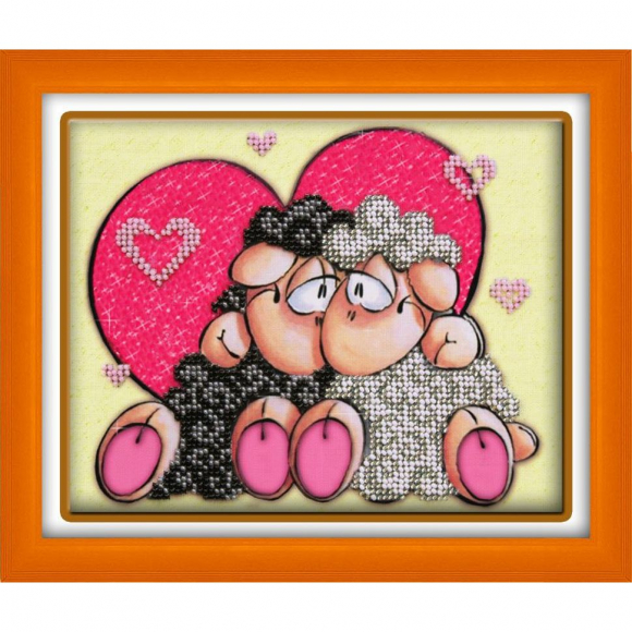 Набор для вышивания бисером ПАУТИНКА арт.Б-555 Овечки 18х14 см