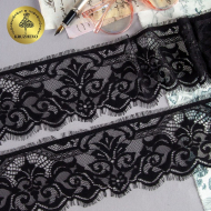 Кружево реснички KRUZHEVO арт.TBY 78631-1 шир.100мм цв.2 черный уп.15м (по 3м)