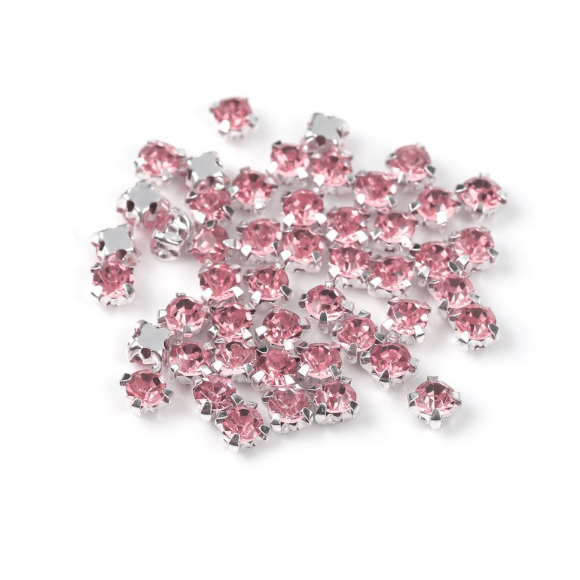 Стразы пришивные в цапах стекло TBY арт.MS.41.P цв.светло-розовый 4 мм, уп. 1440шт