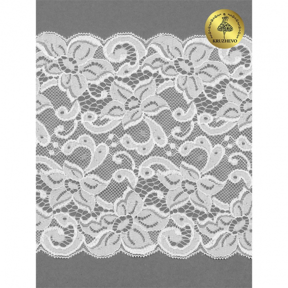 Кружево-стрейч KRUZHEVO арт.TBY 8015 шир.180мм цв.1 белый уп.20м