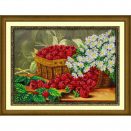 Набор для вышивания бисером ПАУТИНКА арт.Б-1288 Малина и ромашки 38х28 см