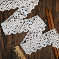 Кружево хлопковое KRUZHEVO 50мм арт.TBY.1003 цв.01 белый, уп.3м