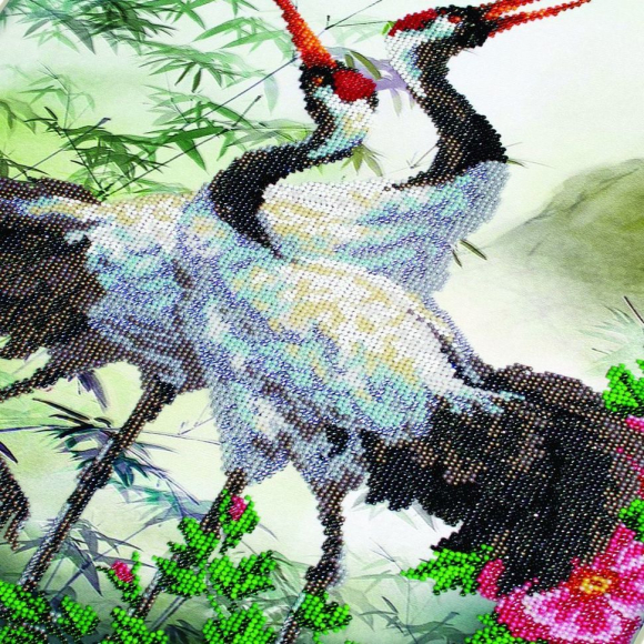 Набор для вышивания бисером ПАУТИНКА арт.Б-1479 Журавли 30х45 см