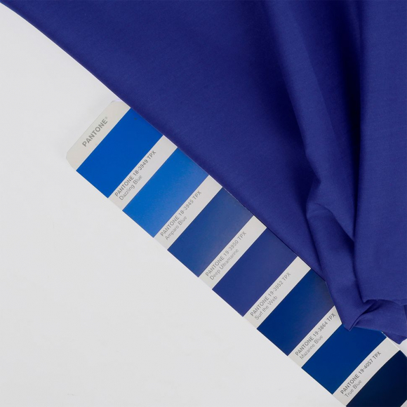 Ткань ТиСи поплин стрейч 110 г/м? 65% пэ, 33% хлопок, 2% спандекс шир.150 см арт.TBY.TC.27 цв.т.синий рул.25м