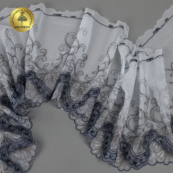 Кружево вышивка на сетке KRUZHEVO арт.TBY.OG75 шир.185мм цв.мульти,правая уп.6,5м Кружево вышивка на сетке KRUZHEVO арт.TBY.OG75 шир.185мм цв.мульти,правая уп.6,5м