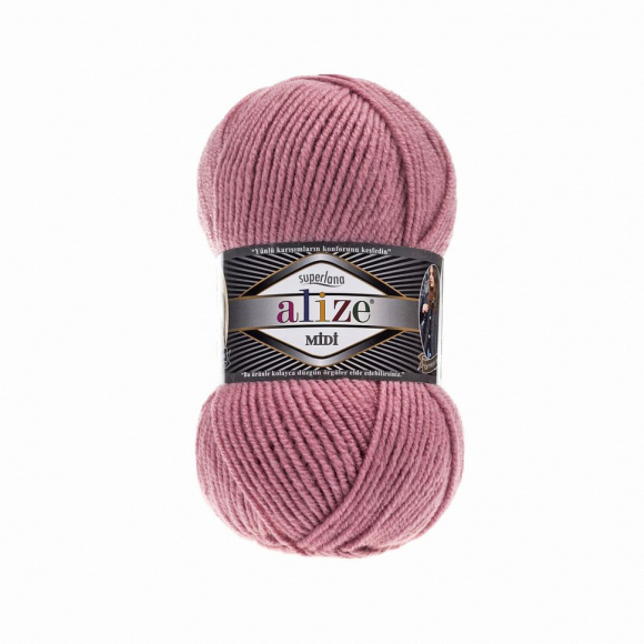Пряжа для вязания Ализе Superlana midi (25% шерсть, 75% акрил) 5х100г/170м цв.204 темная пудра