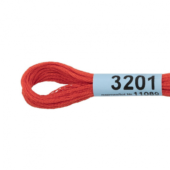 Нитки для вышивания Gamma мулине (3173-6115) 100% хлопок 24 x 8 м цв.3201 св.красный