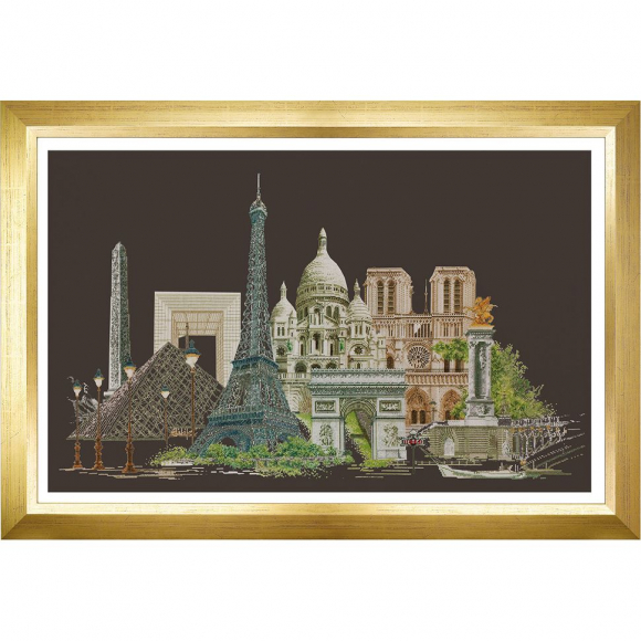 38992_Набор для вышивания "Париж", канва аида (черная) 18 ct 38992_Набор для вышивания "Париж", канва аида (черная) 18 ct