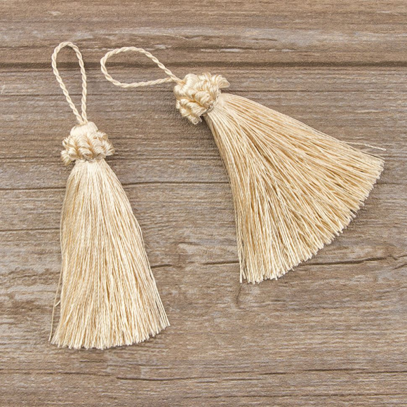 183441_Кисть декоративная на шнуре, длина 95 мм, цвет абрикосовый