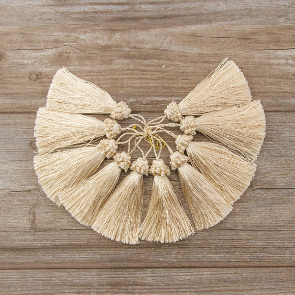 183441_Кисть декоративная на шнуре, длина 95 мм, цвет абрикосовый