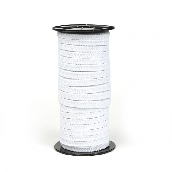 Шнур плоский х/б 12мм турецкое плетение цв.001 отбелка уп.50 м (на втулке)