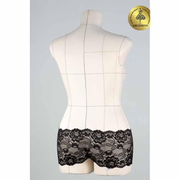 Кружево-стрейч KRUZHEVO арт.TBY.8017 шир.250мм цв.2 черный, уп.10м