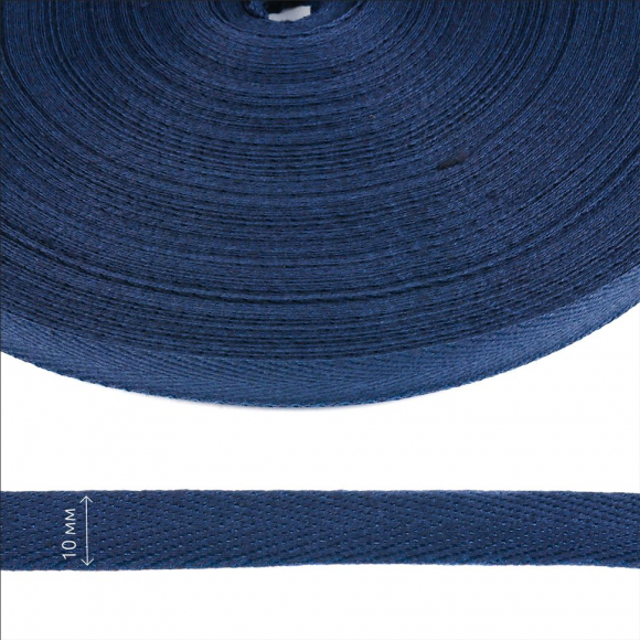 Тесьма киперная 10 мм хлопок 1,8г/см арт.08с-3495 цв.т.синий 030 уп.50м