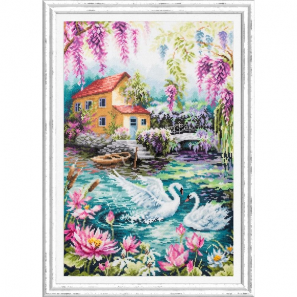 Набор для вышивания ЧУДЕСНАЯ ИГЛА арт.110-105 Лебединое озеро 30x45 см Набор для вышивания ЧУДЕСНАЯ ИГЛА арт.110-105 Лебединое озеро 30x45 см