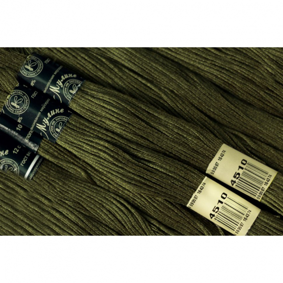 Нитки мулине цв.4510 т.зеленый 12х10м С-Пб