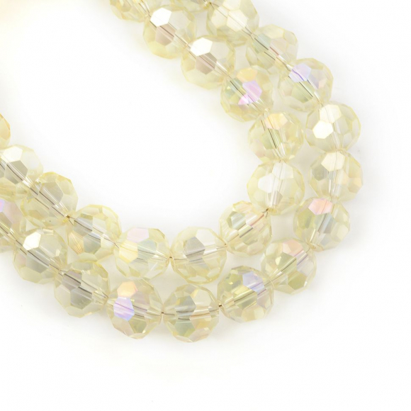 Бусины граненые Рондель (стекло) на нитях арт.TBY-R-2 12мм  цв.92 прозрачный мульти уп.1х50 бусин