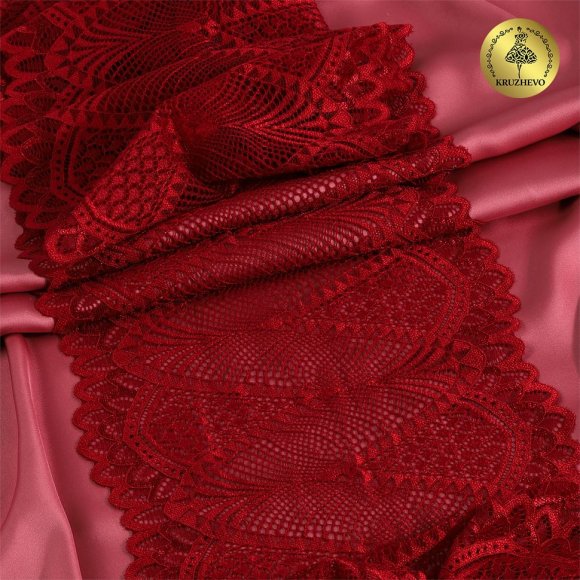 Кружево-стрейч KRUZHEVO арт.TBY.30200 шир.190мм цв.101 темно-красный уп.25м