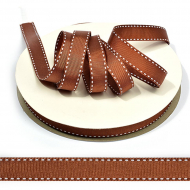 Лента Ideal репсовая в рубчик шир.15мм цв. 032 коричневый с ниткой уп.45,7м