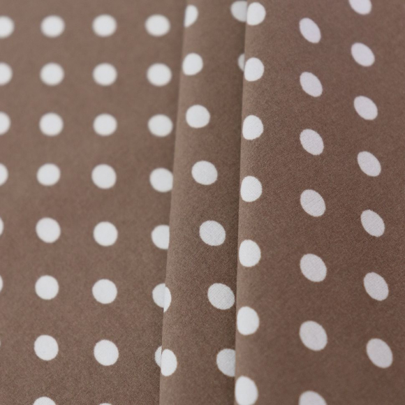 Ткань Софт Ниагара в горошек 80 г/м? 94% полиэстер, 6% спандекс шир.145 см арт.Р.18548.03 цв.03 кофейный уп.25м