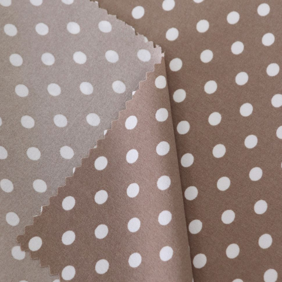 Ткань Софт Ниагара в горошек 80 г/м? 94% полиэстер, 6% спандекс шир.145 см арт.Р.18548.03 цв.03 кофейный уп.25м