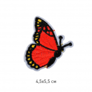 Термоаппликации арт.TBY-2182 Бабочка 4,5х6,5см, красная уп.10шт