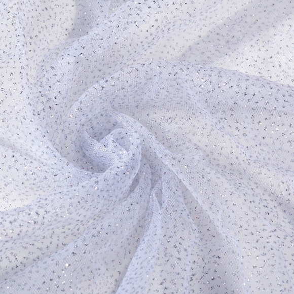 Фатин с блестками арт.1624-14 шир.150см 100% полиэстер цв.белый рул.15-28м