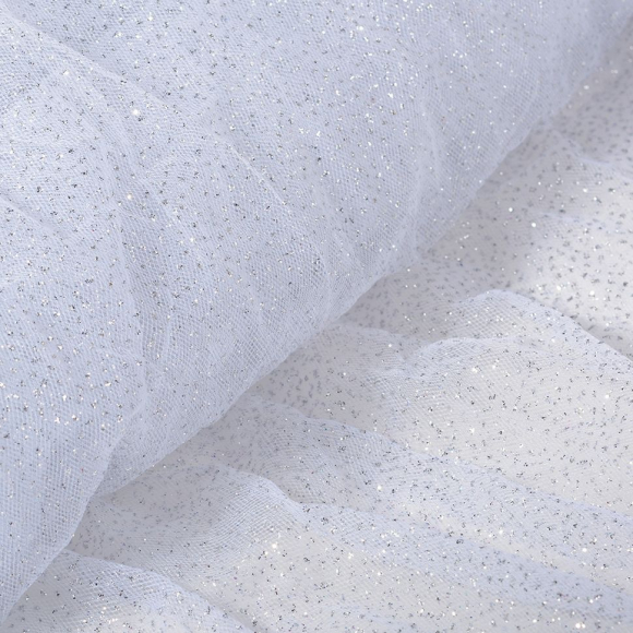 Фатин с блестками арт.1624-14 шир.150см 100% полиэстер цв.белый рул.15-28м