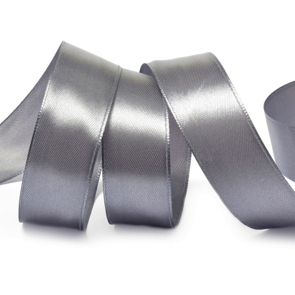 Лента атласная 25мм цв.3170 т.серый IDEAL уп.27,4 м