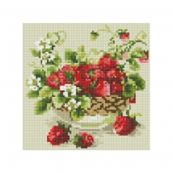 Набор Белоснежка для изготовления картин со стразами на подрамнике арт.БЛ.394-ST-S Садовая земляника 20х20см